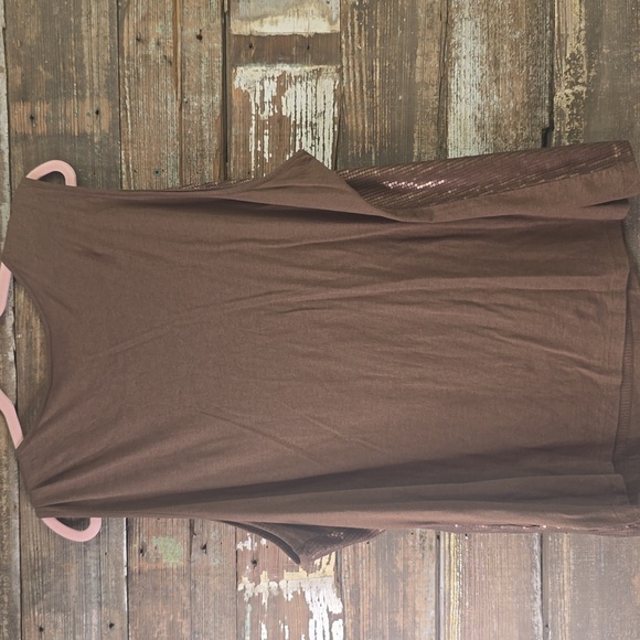 Dana Buchman Brown Sequined Women's Tank Top, Plus Size 3X - Picture 2 of 4